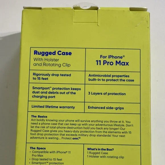 iPhone 11 Pro Max Protect Onn Rugged Case Holster & Rotating Clip Grey Gray NEW - Picture 4 of 5